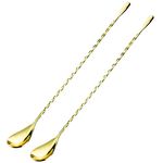 Bar Spoon,Cocktail Spoon, 12 Inches Stainless Steel Cocktail Stirrers, 2 Pieces Shaker Spoon Long Handle Cocktail Mixing Spoons Drink Spoon Coffee Stir Sticks Long Stirring Spoon for Tea Milkshake