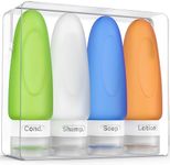 Dot&Dot Leak Proof Travel Bottles for Toiletries - 4 Pack Silicone Travel Toiletry Bottles - Travel Shampoo and Conditioner Bottles with TSA Quart Bag - 3 oz Travel Size Bottles