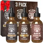 Viking Revolution Beard Oil for Men 3 Pack - Natural Mens Beard Oil Variety Set - Spiced Vanilla, Sweet Tobacco, Majestic Oud - Beard Conditioning and Moisturizing for a Healthy Beard (3 Pack, 1oz)