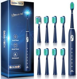 Brosse à Dents Électrique Soniques, Brosse a Dents Électrique pour Adultes et Enfants avec 5 Modes, Minuterie Intégrée et 9 Têtes Electric Toothbrush(Bleu)