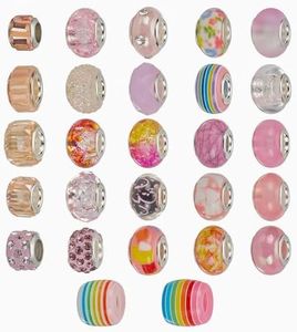 NBEADS, 54 perline europee in stile e colori misti, con diamanti sintetici, foro grande, in vetro, ciondoli per braccialetti snake