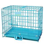 MidWest Homes for Pets Dog Cage Double Door Heavy Duty Folding Metal Kennel for Small Dogs and Puppies 24 Inch, Blue