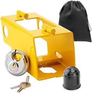 Venussar Verrouillage de la Remorque avec Cadenas, Antivol Remorque Attelée et Non Attelée, Cadenas Remorque, Antivol de Remorque Haute Sécurité, Jaune