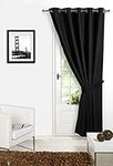 viceroy bedding BLACK 66" Width x 84" Drop (Only 1 Panel), Supersoft Thermal Blackout DOOR EYELET/RING TOP Readymade Bedroom Curtain 'Winter Warm but Summer Cool