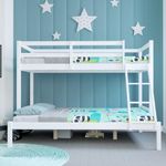 Vida Designs Sydney Triple Bunk Bed, Three Sleeper, Solid Pine Wood Frame, Kids Children, Double 4 Foot 6, Single 3 Foot, White