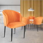 ROSE® Fire Cafe Chair | Side Chair | Kitchen | Breakfast | Living Room Chair | Modern Velvet Dining Chair for Cafe Chair | Restaurants Chairs (Apricot Orange (Set of 1))