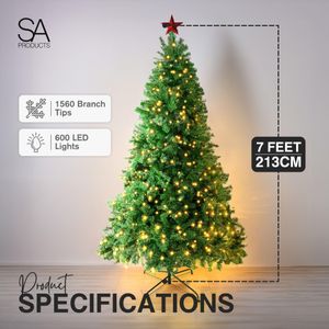 SA Products 7ft Pre-Lit Christmas Tree – Artificial Holiday Decor