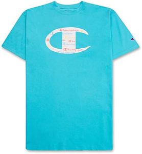 Champion Big and Tall T Shirts for Men – Crewneck Mens Big and Tall Graphic Tee Blue Horizon
