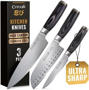 Cutluxe 3-Piece Chef Knife Set – Ultra Sharp Japanese Kitchen Knives, High Carbon Stainless Steel Blades, Full Tang Pakkawood Handles – Shinobi Series