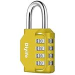 Combination Padlock, Diyife Heavy Duty 4 Digit Padlock Weatherproof Outdoor Locker Padlock for School Gym Locker, Shed, Fence, Hasp, Garage, Gate, Toolbox, Door (Yellow)