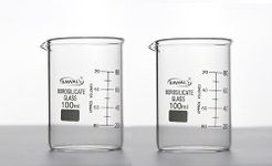 RAWAL'S Borosilicate 3.3 Glass Beaker with graduation marks and spout, 100 ml, Pack of 2