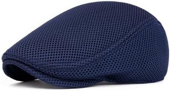 meioro Men's Mesh Flat Cap Summer Breathable Newsboy Hats Beret Ivy Cap Gatsby Irish Cabbie Driving Hat Full Head Wrap Navy