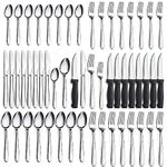 Pleafind 48-Pcs Silverware Set for 8, Flatware Set with Steak Knives, Stainless Steel Cutlery Set, Include Forks Spoons and Knives Set, Dishwasher Safe Utensil Sets for Home Restaurant
