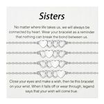 Sister Bracelets 4 Pcs Silver Heart Link Bracelet Gift for Girls BFF Bestie Matching Long Distance Gifts for Women