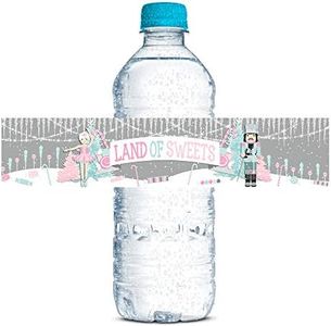 Nutcracker Land of Sweets Holiday Christmas Waterproof Water Bottle Sticker Wrappers, 20 1.75" x 8.5" Wrap Around Labels by AmandaCreation