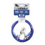 BV Dog Tie Out Cable 15 Feet- Dog Leads for Yard Light Weight- Up to 60 Pounds | Tie Out Cable for Dogs, Reflective Dog Lead, Dog Cable 15ft | Rust Free Dog Chain Outdoor | Dog Chain for Yard (Blue)