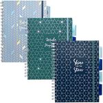 Pukka Pad, 5 Subject Spiral Notebook 3-Pack with Repositionable Dividers - 200 Pages of 80GSM Paper with Perforated Edges - Glee, B5-7 X 10in