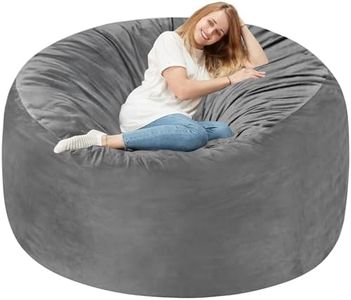 Homguava 6FT Bean Bag Chair Giant BeanBag with Memory Foam Filled, Large Bean Bag Chairs for Adults, Adult Bean Bag Chair with Dutch Velet Cover for Living Room Bedroom(58"x58"x28")-Grey