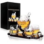 Whiskey Decanter Globe Decanter and Glass Set Whiskey Decanter Globe Set Antique Ship Decanter Masterpiece Great Gift for Men 28 oz 850 ml 4 Whiskey Globe Glasses for Whisky Brandy Scotch Bourbon