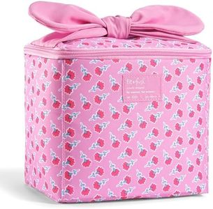 Fit & Fresh Luna Kids Lunch Bag for Girls – Insulated Kids Lunch Bag for School, Cute Lunch Box for Kids, Bento Lunch Bag with Bow Handle, Reusable Lunch Tote for School & Travel, Sweet Pink Block