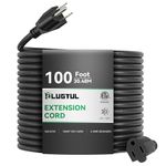 PLUGTUL 100 FT Outdoor Extension Cord Waterproof 16/3 Black Heavy Duty 3 Prong Extension Cord, 13A 1625W SJTW, ETL Listed, Great for Garden and Home