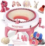 ROHSCE Sentro Knitting Machine 48 Needles with Row Counter, Smart Weaving Loom Round, Board Rotating Double, Crochet Loom Knitting Machine for Adults and Kids, Kit for Hat, Scarves, Gloves, Socks.