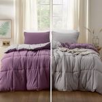 KASENTEX Ultra-Soft Purple Comforter Set - Hypoallergenic Bedding Duvets Includes Matching Pillow Sham for Year-Round All Season Comfort, Twin, Grape Jam/Gull