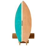 XCMAN Surf Balance Board Trainer with Roller Wooden Exercise Balancing Stability Trainer - Non Slip Surface for Adults |Balance Board Surfing,Snowboarding,Skateboarding,Hockey,Yoga