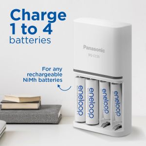 eneloop SmartPlus AA Battery Charger with 4 Rechargeable Batteries