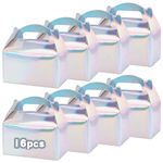 VGOODALL 16PCS Party Favor Boxes, Iridescent Gable Boxes Treat Boxes Rainbow Candy Boxes Paper Gift Boxes for Kids Birthday Party Wedding Decorations