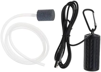USB Aquarium Air Pump,Fish Tank Small Silent air Pump, 5V Mini Aquarium Air USB, Mini Fish Tank Oxygen Air Pump with Air Stone (Black)