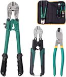 Glarks 3Pcs Bolt Cutter and Cable Cutter Pliers Set, Heavy Duty 14" Bolt Cutter and Mini 8" Bolt Cutter with 8" High Leverage Cable Cutter, Easily Cut Lock and Comfortable Grip for Wire Rope Rod Chain