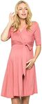 My Bump Women's Overlay Printed Baby Shower Nursing Maternity Wrap Dress, Peach Sd, Medium