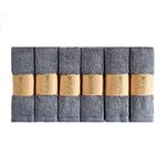 beryris Flannel face cloth flannel Wash Cloth Bamboo Face Cloth (Pack of 6) - 25 x 25 cm Soft Face Cloth Flannels for Washing Face, Makeup Removal,Adult, Body, Babies, Kids - Grey