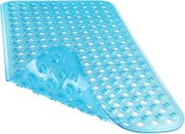 Yimobra Bathtub Mat Non Slip, Super Strong Suction Cups, 70 x 40 cm Long Shower Mat with Drain Holes, Machine Washable Fast Draining Bath Mats, Bathroom Essentials,Clear Blue