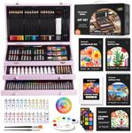 Shuttle Art Deluxe Gift Art Kit, 202-Piece Wooden Art Supplies Set with 4 Drawing Pads, Canvases, Coloring Sheets, Acrylic Paint, Crayons, Oil Pastels, Colored Pencils for Kids