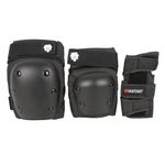 SkateHut Pro Black Grey Triple Pad Set Bundle - Knee Pads, Elbow Pads and Wrist Guards Ideal Beginner Skate and Scooter Protection for Kids