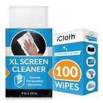 iCloth Extra Large Monitor and TV Screen Cleaner Pro-Grade Individually Wrapped Wet Wipes, 1 Wipe Cleans Several Flat Screen TV's and Monitors, 100 Wipes