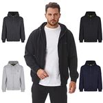 Iron Mountain Mens Reclaimed Yarn Eco Friendly Anti Pil Soft Fleece Flexible Comfortable Workwear Zip Hooded Hoodie Top Sweatshirt, Black, 3X-Large