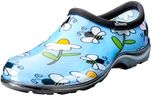Sloggers Original Waterproof Rain and Garden Shoe for Women– Outdoor Slip-On Garden Clog with Premium Comfort Insole and Arch Support - Lt Blue Bee Print, Size 8 - Made in USA with US and Imported Parts