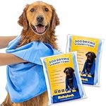 rubyloo Shammy Dog Towels for Drying Dogs Large - 2pk (34" x 26") - Ultra Absorbent - Dries Dogs 2X Faster - Compact, Easy to Wring Out & Reuse - Dog Drying Towel for Bath, Swim, Rain, Travel
