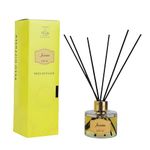 Welburn Veda&Co® Reed Diffuser (100ml),Clear Round Jar,Gold Coated Lid with 240mm Synthetic Reeds(6 No's),Ready to Use Oil Blend,100ml Scented Reed Diffuser. (Jasmine)