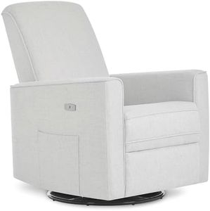 Evolur Harlow Deluxe Upholstered Plush Seating Glider Swivel, Power Recliner with USB Port, Greenguard Gold Certified, Glider Chair for Nursery in Fog Grey