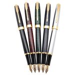 Gullor 5 PCS Classic Metal Fountain Pen B388, Gift Pens with Converters, 5 Colors