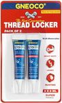 2 Pack Thread Lock Blue 6mlx2, Threadlocker Medium Strength, Thread Locker for Nuts, Bolts, Fasteners and Metals, Anaerobic Curing Screw Glue to Prevent Loosening
