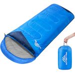 Sleeping Bags for Adults 3 Season Backpacking Lightweight Waterproof Cold Weather Sleeping Bag for Kids Warm Camping Hiking Outdoor Travel Hunting with Compression Bags Sky Blue