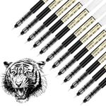 Rollerball Pen, 12pcs Black Gel Pens, Quick-Drying 0.5mm Liquid Ink Rollerball Ballpoint Pens for Writing Journaling Home Office School Stationary Supplies