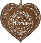 Stuff4 Dark Wooden Heart Sign Plaque - New Home - Hanging Wood Signs Plaques, House Warming Gifts for Friends or Relatives, New Home Gifts, New House Present