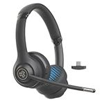 JLab Go Work 2nd Gen Wireless Headsets with Microphone for Laptop, 55+ Hr Playtime Bluetooth or USB C Dongle PC Headset, Multipoint Connect to Computer & Mobile, On Ear Wired or Wireless Headphones