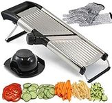 Adjustable Mandoline Vegetable Slicer by Chef's INSPIRATIONS. Best for Slicing Food, Fruit and Vegetables. Mandolin Slicer Julienne Cutter. Cut Proof Gloves. Stainless Steel